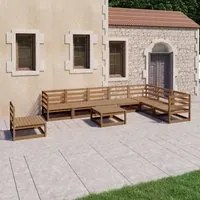 Set Divani da Giardino 9 pz Marrone Miele in Massello di Pino 3075782