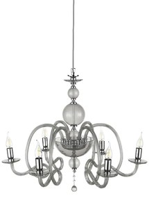 Lampadario a sospensione D75 cm VIVALDI a 6 luci in vetro lavorato a mano FUMČ