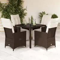 Set Bistr da Giardino 5 pz con Cuscini in Polyrattan Marrone 3276916