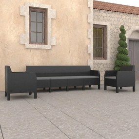 Set divani da giardino 3 pz con cuscini in rattan pp antracite