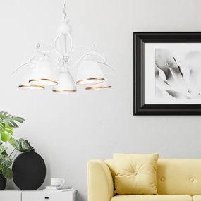 Lampadario a sospensione con catena RETRO II 5xE27/60W/230V bianco