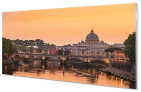 Pannello paraschizzi cucina Roma, tramonto, ponti, fiume 100x50 cm