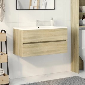 Mobile Lavabo Rovere Sonoma 90x38,5x45 Cm İn Legno Multistrato /