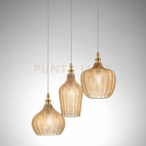 Cleofe s/3 -lampadario a sospensione 3 luci attacco e27 in vetro co...