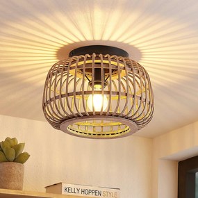 Plafoniera soffitto Bominio Lindby, dimmerabile, Legno chiaro, Soggiorno / Sala da pranzo, Legno, Scandinavo, Plafoniera