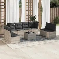 Set Divano da Giardino 9pz con Cuscini Grigio Chiaro Polyrattan 3217462