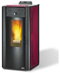 Termostufa a pellet con ventilazione frontale 14.8 kW King 14 Idro bordeaux