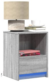 Comodini Con Luci Led 2pz Grigio Sonoma İn Legno Multistrato /