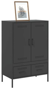 Credenza nera 68x39x101,5 cm in acciaio laminato a freddo