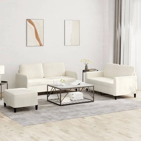 Set Di Divani 3 Pz Crema İn Velluto /