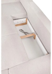 Divano angolare beige allungabile (con penisola a destra/a forma di "U") con rivestimento in velluto a coste Tori – Bonami Selection