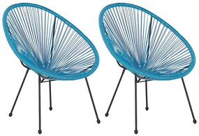 Set di 2 sedie spaghetti rattan blu ACAPULCO II Beliani