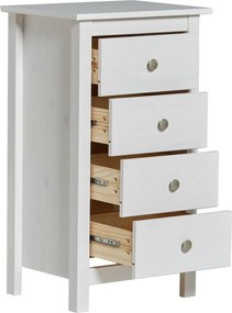 Cassettiera alta bianca in legno di pino 46x80 cm Berna - Marckeric