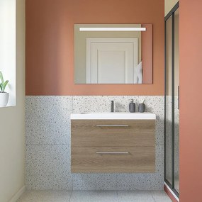 Mobile sottolavabo e lavabo Remix per vasca centrale rovere charleston L 75 x H 58 x P 46 cm 2 cassetti