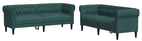 Set di divani 2 pz verde scuro in tessuto