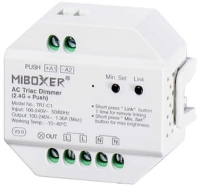 Dimmer da Pulsante Push e Telecomando TRIAC, 230Vac, 300W, RF Protocollo di Funzionamento Dimmer da Pulsante TRIAC AC RF