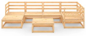 Set divani da giardino 7 pz in legno massello di pino