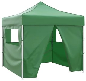 Tenda Pieghevole Verde 3 x 3 m con 4 Pareti