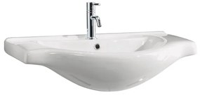 Lavabo da appoggio integrale a incasso rettangolare in ceramica L 75 x P 47 x H 20 cm bianco