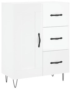 Credenza Bianco Lucido 69,5x34x180 cm in Legno Multistrato