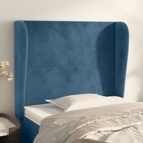 Testiera Ad Orecchio Blu Scuro 93x23x118/128 Cm İn Velluto /
