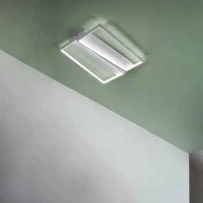 Plafoniera Led 50x46 cm SQUARE in metallo Bianco e diffusore polimerico