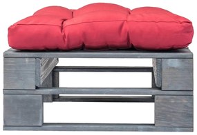 Ottomana da giardino in pallet con cuscino rosso legno grigio