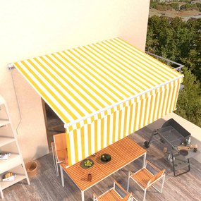 Tenda Da Sole Retrattile Con Parasole 4,5x3m Gialla E Bianca /