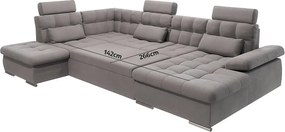Divano angolare grigio allungabile e con contenitore (con penisola a sinistra/a U) Merkur – Ropez