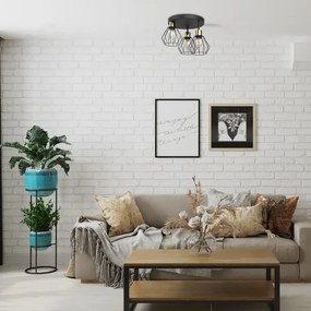 Plafoniera PARKLA 3xE27/15W/230V nero/oro