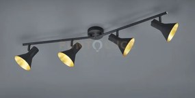 Nina barra 4 spots attacco e14 diffusori metallo nero + oro 84,5cm