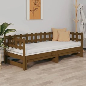 Dormeuse Estraibile Miele 2x(90x190) cm Legno Massello di Pino