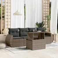 Set Divano da Giardino 5 pz con Cuscini Grigio in Polyrattan 3268360