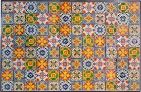 Set Da Pranzo Tavolo Maioliche Rettangolare 120x80 Con 4 Sedie Pieghevoli Kos