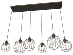 Sospensione Minimal Industrial Hathor 6 Luci Lineari Nera