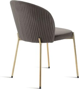 Sedia in velluto Grigio con struttura in metallo Oro MEGAN 2 sedie