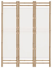 Divisorio ambienti 3 pannelli pieghevole 120 cm bambù e tela
