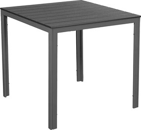 Tavolo da Giardino Quadrato 78x78x74 cm Sven in Acciaio e HDPE Effetto Legno Antracite...
