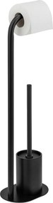 Porta carta igienica nero in acciaio con supporto con spazzola Levante – Wenko