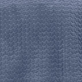 Copriletto blu in velluto con rivestimento trapuntato 240x260 cm Attica Velvet – Bianca