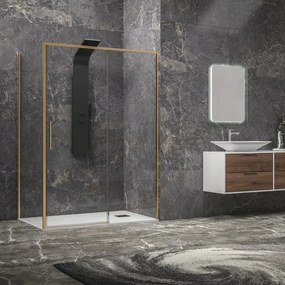 Box doccia oro satinato 90x120 scorrevole e fisso vetro 6mm altezza 200h | KLA-4000G - KAMALU
