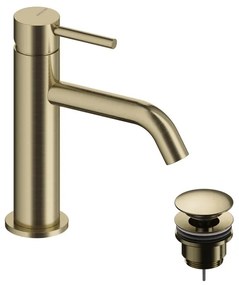 Rubinetto per lavabo a canna bassa LOOP oro spazzolato in ottone SANYCCES