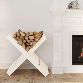 Portaceppi Bianco 47x39,5x48 Cm İn Legno Massello Di Pino /