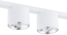 Plafoniera Moderna 4 Luci Faretti Ptah In Acciaio Bianco