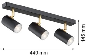 Argon 1476 - Faretto LAGOS 3xGU10/5W/230V nero/ottone