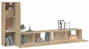 Set di mobili porta tv 3 pz rovere sonoma in legno multistrato