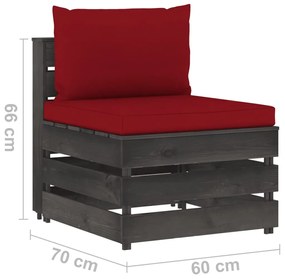 Set Salotto Giardino con Cuscini 10 pz Legno Impregnato Grigio