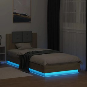 Giroletto con testiera e led rovere sonoma 100x200 cm