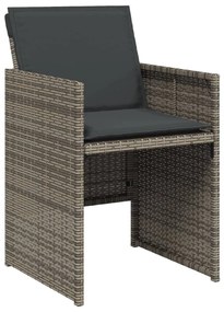 Sedie da giardino con cuscini 4pz grigio in polyrattan