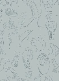 Coordonne Carta da parati Zoology - Aqua